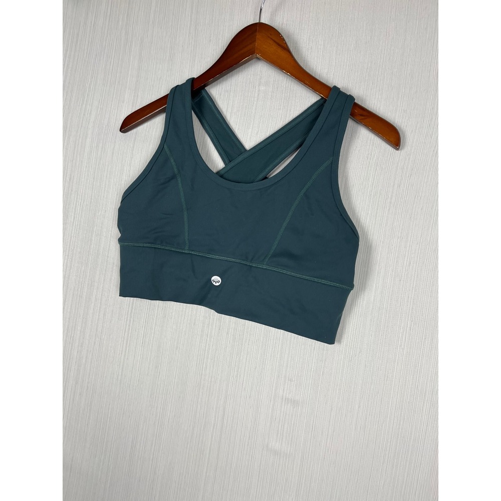 Senita Athletics Cross Back Sports Bra Womens XL Teal Pocket Activewear Runs SM!